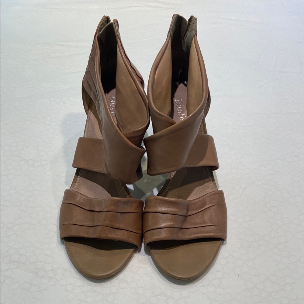 Brown Leather Sandals with Geometric Straps